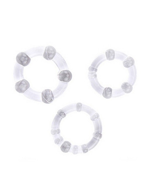 Pack 3 cockring transparents avec billes - CR-COR005CLE Pack 3 cockring transparents avec billes - CR-COR005CLE