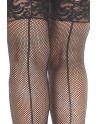 Bas noirs grande taille résille avec coutures - MH4919XBLK